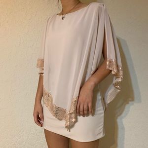 Gold Sequin off the shoulder mini dress